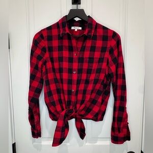 Madewell Buffalo Plaid Tie Front Flannel